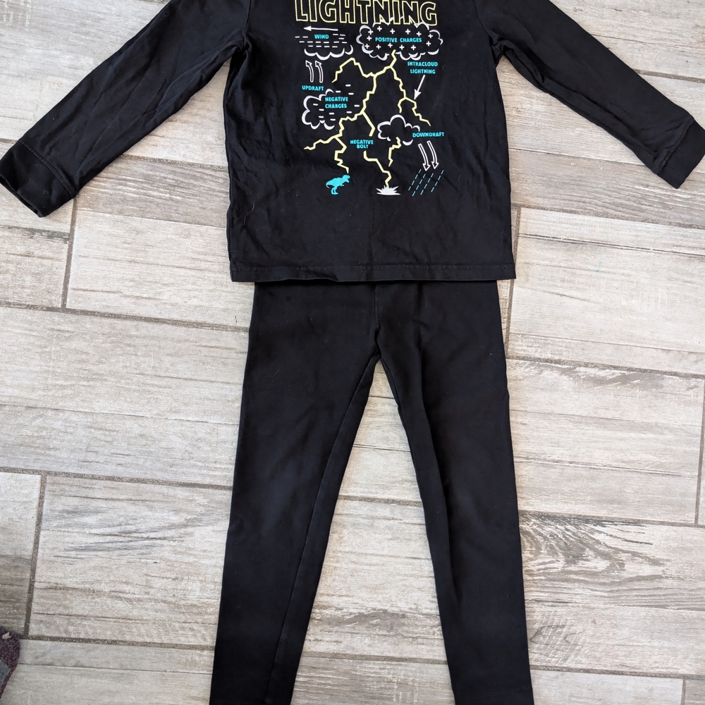 Black Lightning Graphic Pajama Set